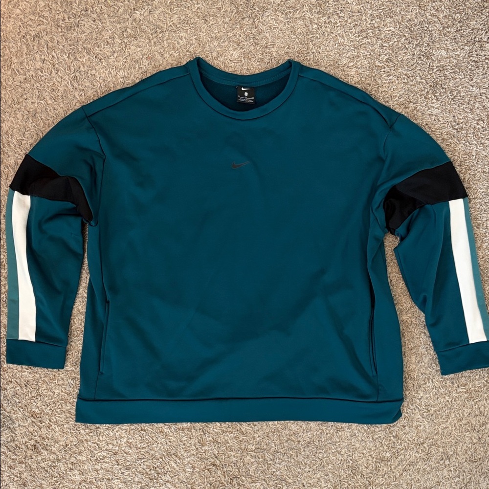 Nike Men's Teal and Black Crewneck Sweater
